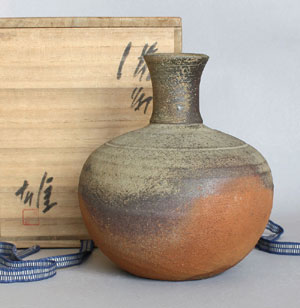 Living National Treasure Vase Bizen Japan AA